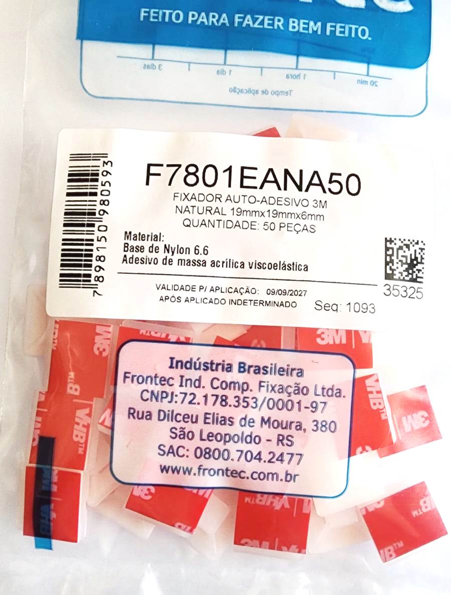50 Fixador Auto Adesivo 3M Branco 19x19 mm Dupla Face de Alta