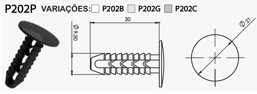 10 Grampos de Forros internos Universal, Fiat, Ram P202