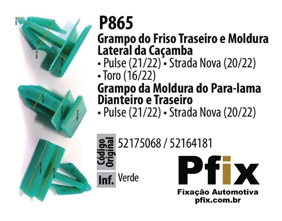 10 Grampos do Friso Traseiro Moldura Lateral da Caçamba e Para