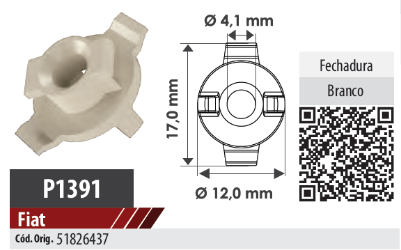10 Grampos Fechadura das Portas Fiat P1391