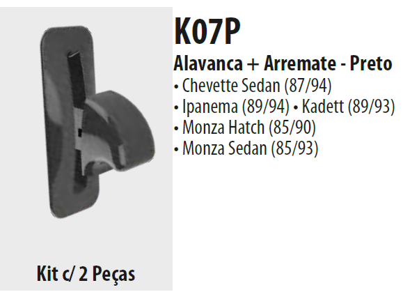 Kit Alavanca e arremate de inclinação do encosto do Banco Chevrolet antigos K07P 