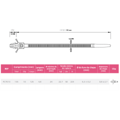 100 Abraçadeiras Plástica Com Clip 6 Mm Uv Preta 135x4,8 Mm