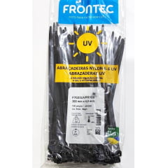 100 Abraçadeiras plásticas Resistente Raios Ultravioleta UV Preta 200x4,8 mm