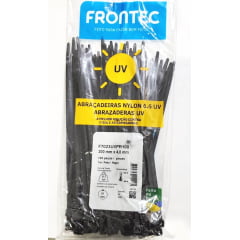 100 Abraçadeiras plásticas Resistente Raios Ultravioleta UV Preta 200x4,8 mm