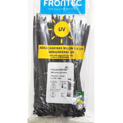 100 Abraçadeiras plásticas Resistente Raios Ultravioleta UV Preta 200x4,8 mm