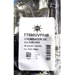 48 Grampos Chumbador para Abraçadeira Plástica com proteção ultravioleta (UV) para Furo de 8 mm