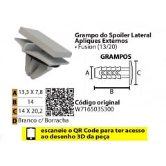 10 Grampo do Spoiler Lateral Apliques Externos FORD Fusion P396