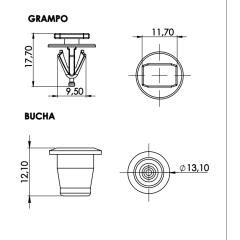 10 Grampos com Bucha Moldura Para-lama Porta Tampa Porta-malas Caçamba Aerofólio Spoiler Astra Corsa Montana Tigra Vectra Zafira P801