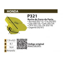 10 Buchas do Forro da Porta Honda Accord Crx City Civic CR-V Fit Legend P321