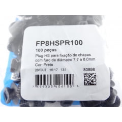 100 Grampo Plug para Abraçadeira Plástica Chapa com furo 7,7 a 8 mm ou furo roscado M10 (Ref. FP8)
